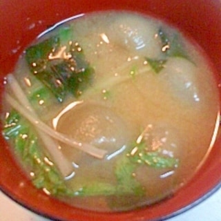 よもぎ麩と水菜の味噌汁